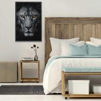 Quadro Leão Preto E Branco 2 40x60 Cm Tecido Canvas - 1