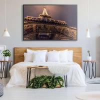 Quadro Torre Eiffel Iluminada 60x40 Cm Vidro Impresso - 1