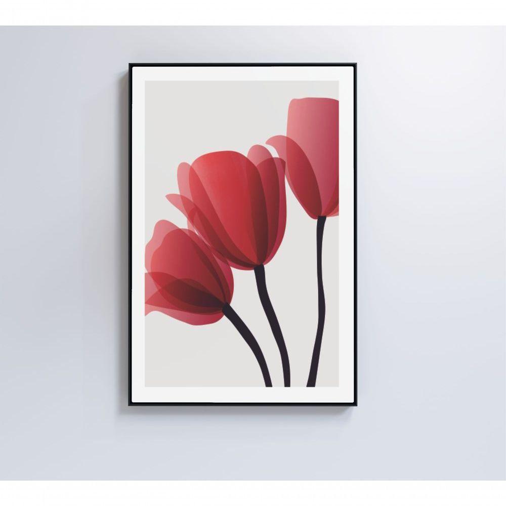 Quadro Pintura 3 Rosas 40x60 Cm Vidro Impresso - 1