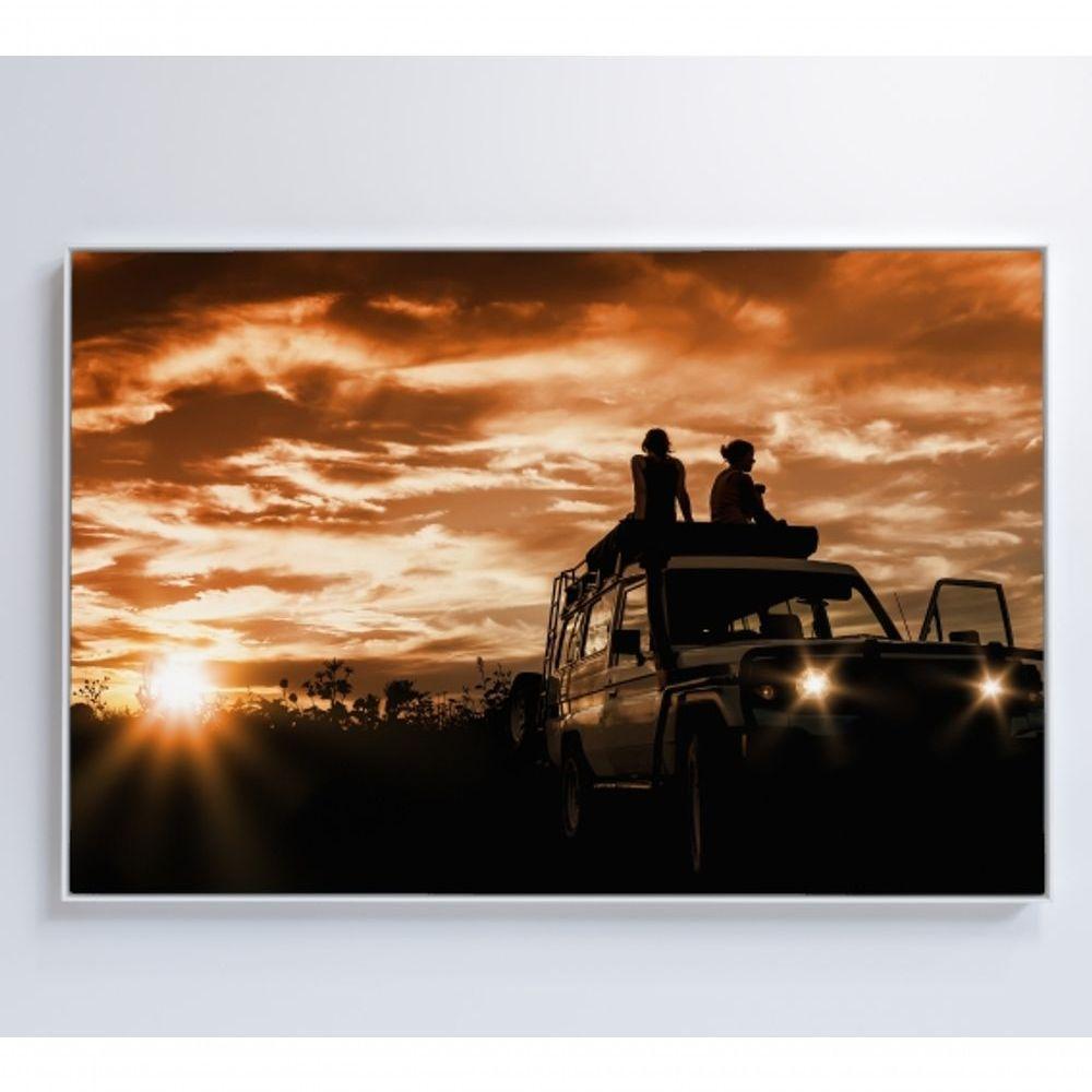 Quadro Por Do Sol No Carro 120x80 Cm Tecido Canvas - 1