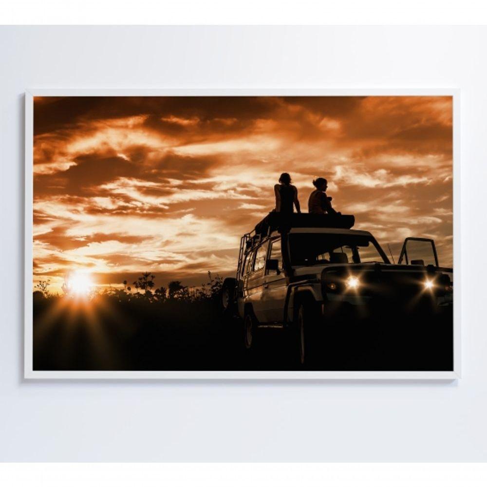 Quadro Por Do Sol No Carro 120x80 Cm Tecido Canvas - 4
