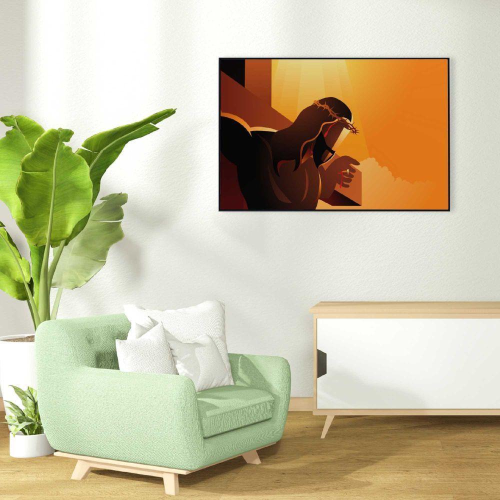 Quadro Jesus Cristo Coroa De Espinhos 60x40 Cm Vidro Impresso - 1