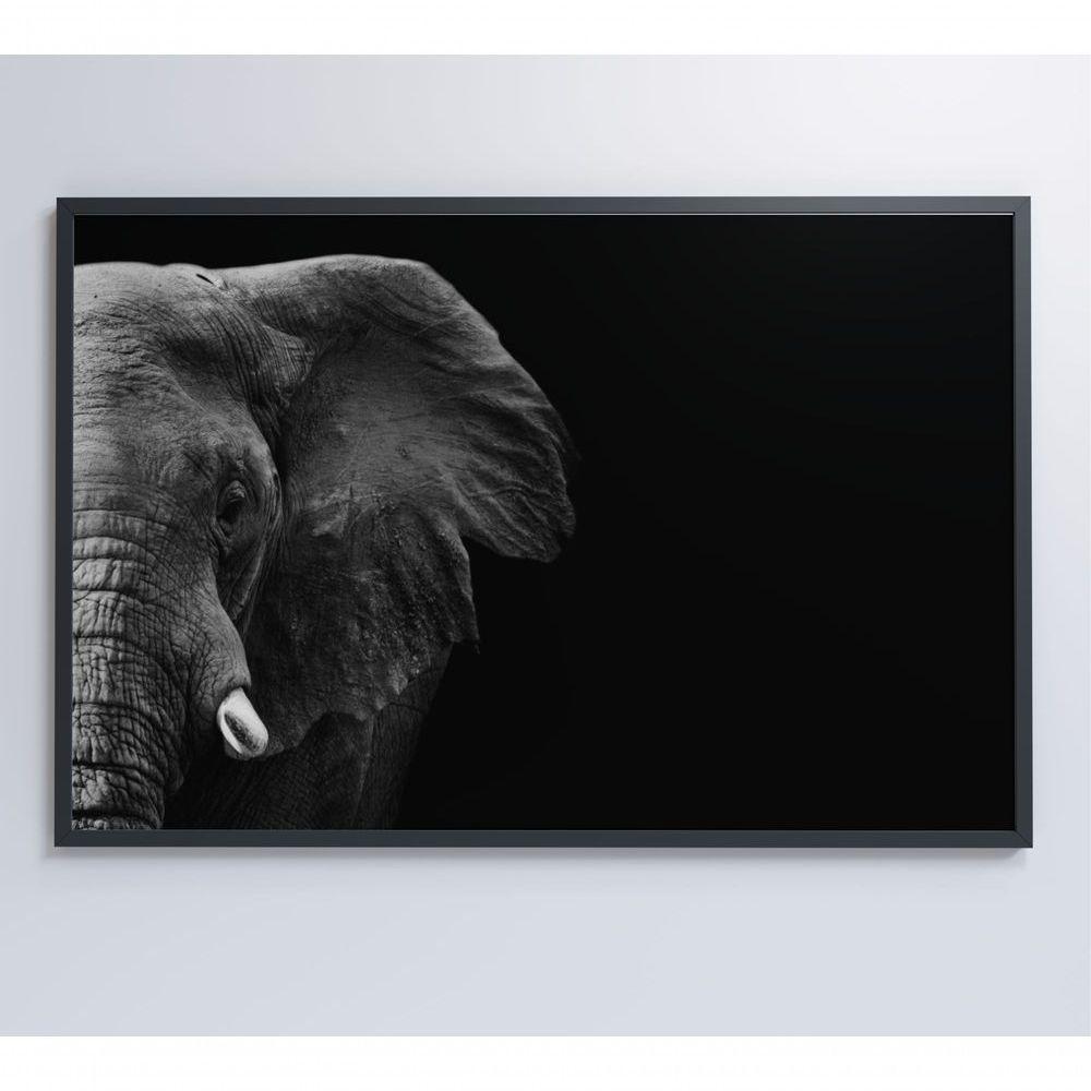 Quadro Elefante Preto E Branco 90x60 Cm Tecido Canvas - 4