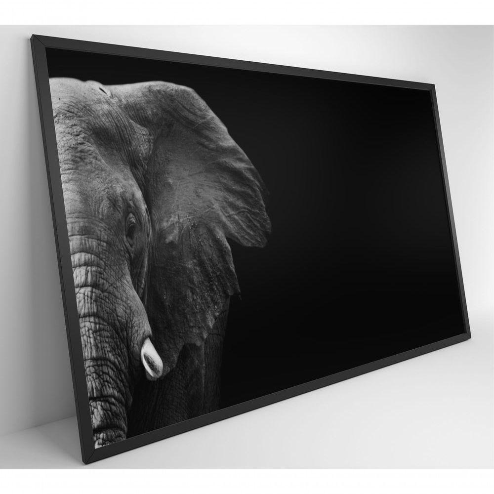 Quadro Elefante Preto E Branco 90x60 Cm Tecido Canvas - 7