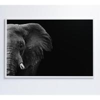Quadro Elefante Preto E Branco 90x60 Cm Tecido Canvas - 1