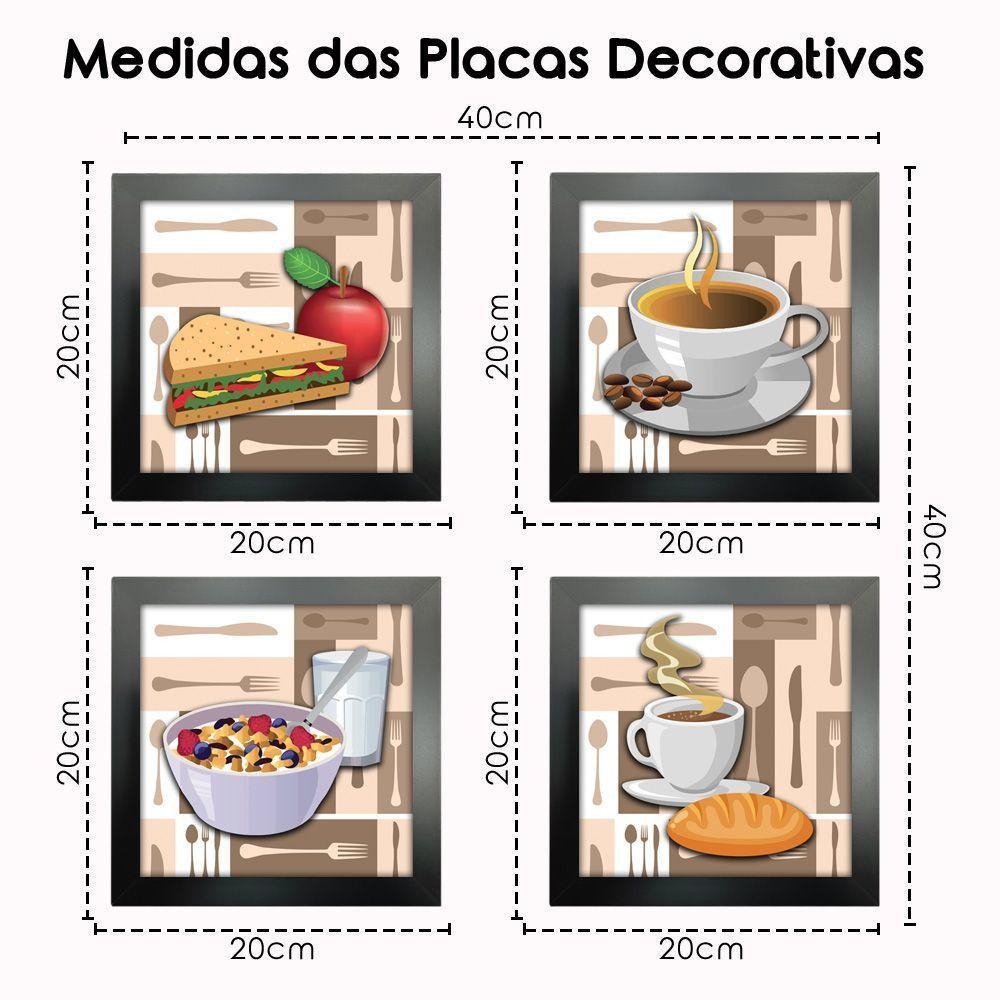Quadro Cozinha Café Padaria Copa 20X20Cm Kit 4 Un Preta - 7