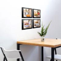 Quadro Cozinha Café Padaria Copa 20X20Cm Kit 4 Un Preta