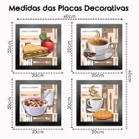 Quadro Cozinha Café Padaria Copa 20X20Cm Kit 4 Un Preta - 7