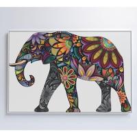 Quadro Elefante Em Flores 120x80 Cm Tecido Canvas
