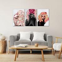 Placas Quadros Mdf 20X30Cm Mulheres Rosto Flores Rosas Kit 3 - 5