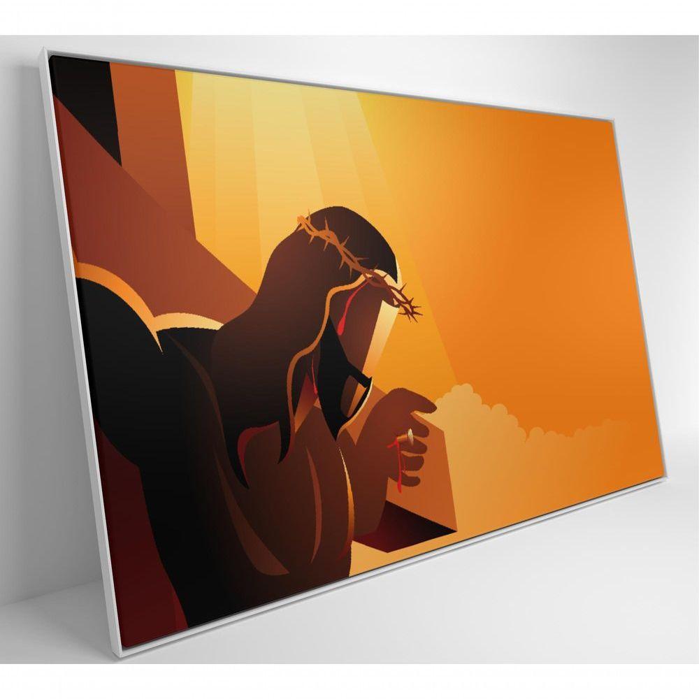 Quadro Jesus Cristo Coroa De Espinhos 60x40 Cm Tecido Canvas - 7