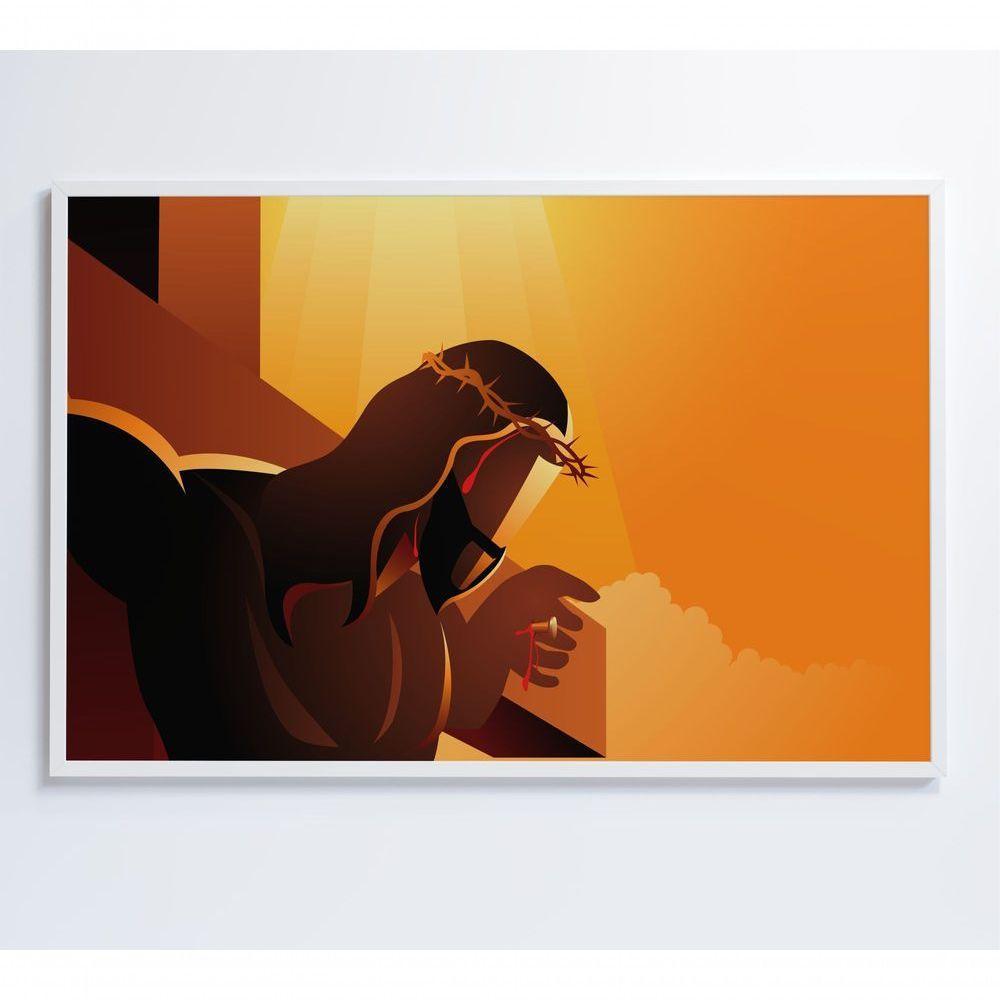 Quadro Jesus Cristo Coroa De Espinhos 90x60 Cm Vidro Impresso - 2