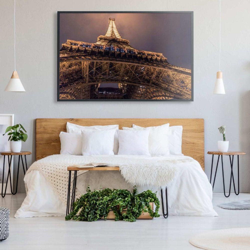 Quadro Torre Eiffel Iluminada 120x80 Cm Vidro Impresso - 1