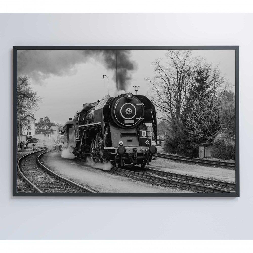 Quadro Trem Preto E Branco 2 90x60 Cm Tecido Canvas - 2