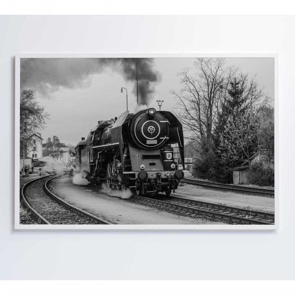 Quadro Trem Preto E Branco 2 60x40 Cm Tecido Canvas - 1