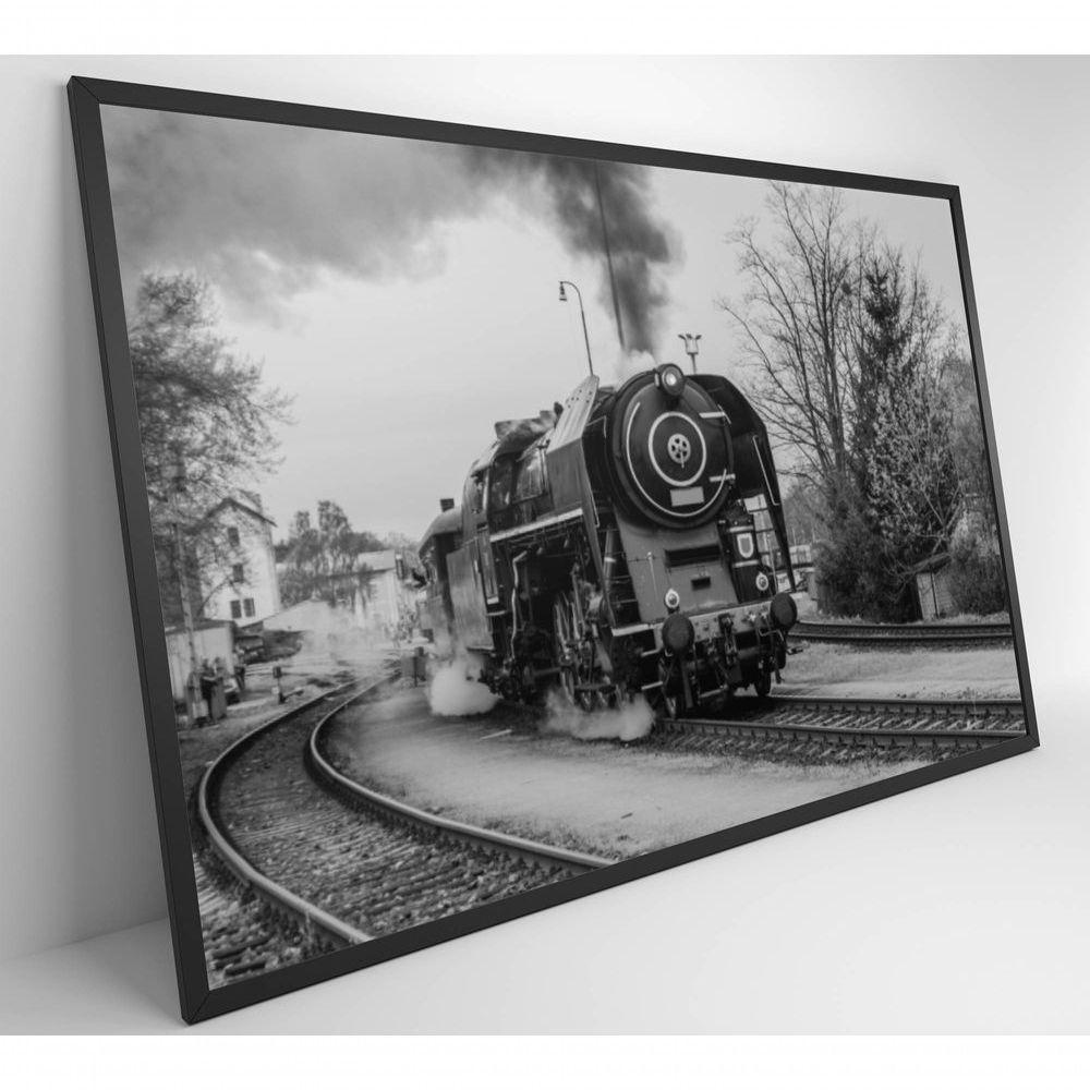 Quadro Trem Preto E Branco 2 60x40 Cm Tecido Canvas - 4