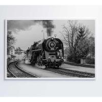 Quadro Trem Preto E Branco 2 60x40 Cm Tecido Canvas - 1