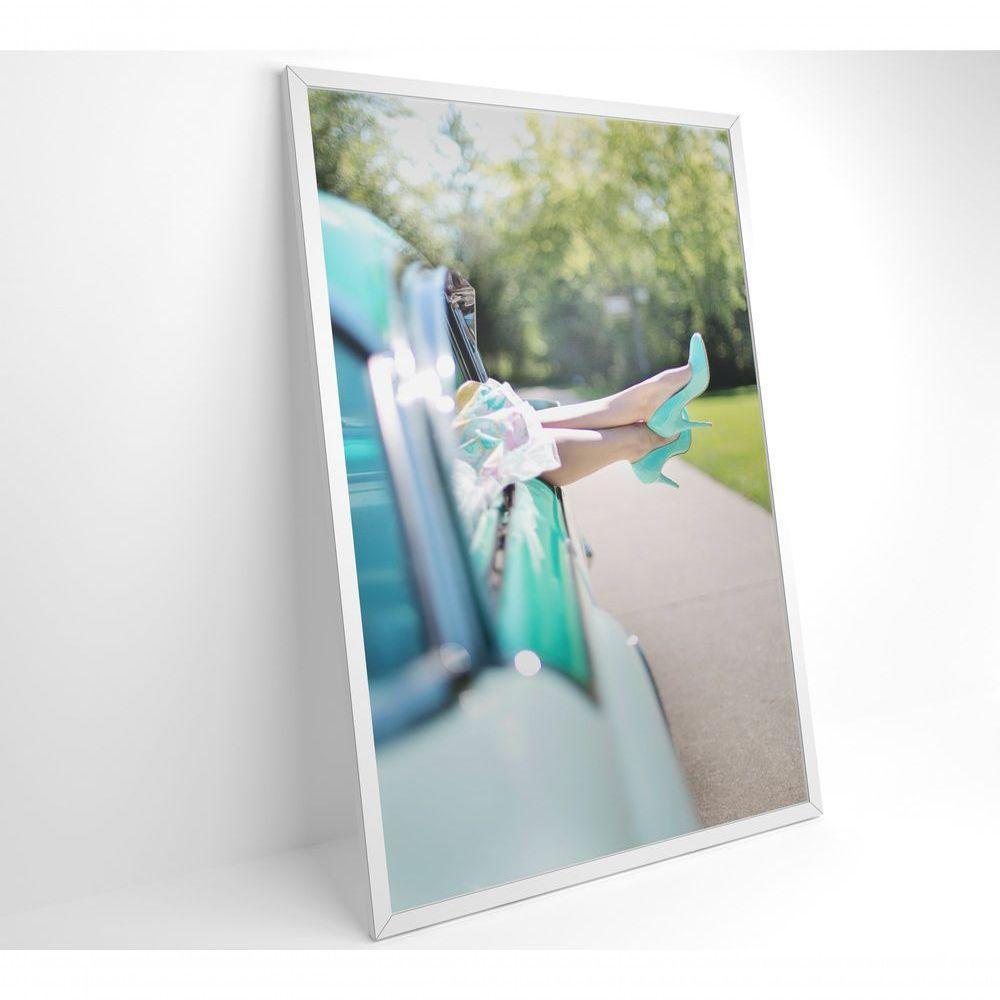 Quadro Carro Clássico E Mulher 60x90 Cm Tecido Canvas - 9