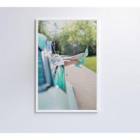 Quadro Carro Clássico E Mulher 60x90 Cm Tecido Canvas - 7