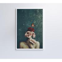 Quadro Mulher Detalhes Flores 60x90 Cm Tecido Canvas - 5