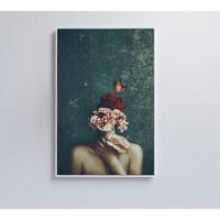 Quadro Mulher Detalhes Flores 40x60 Cm Tecido Canvas - 2