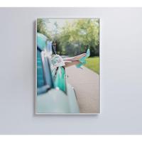 Quadro Carro Clássico E Mulher 40x60 Cm Tecido Canvas - 2