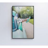 Quadro Carro Clássico E Mulher 40x60 Cm Tecido Canvas