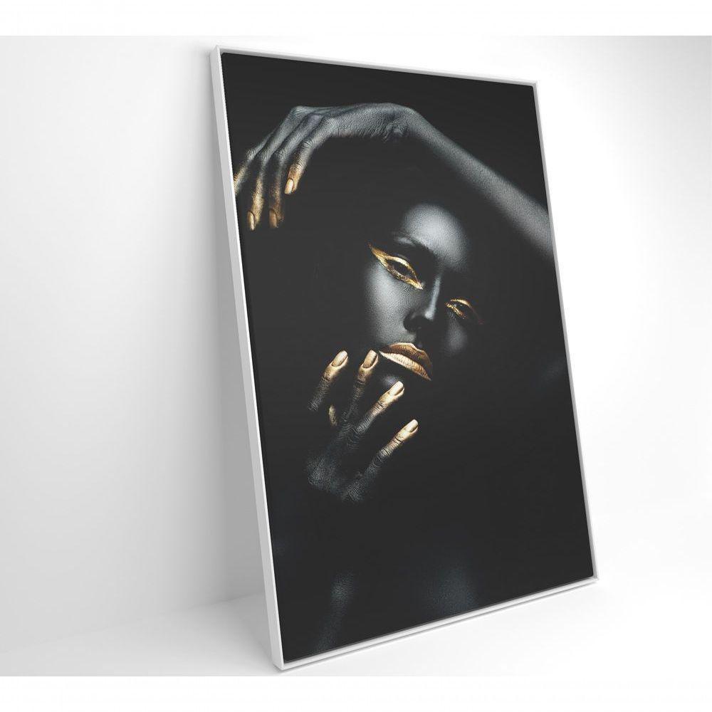 Quadro Mulher Negra Dourado 60x90 Cm Tecido Canvas - 6