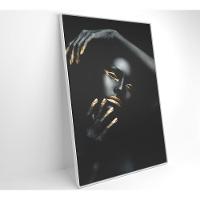 Quadro Mulher Negra Dourado 60x90 Cm Tecido Canvas - 11