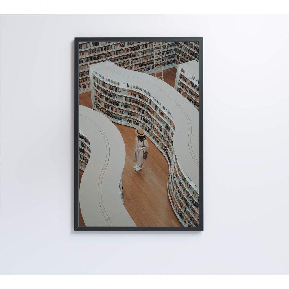 Quadro Arquitetura Biblioteca 60x90 Cm Tecido Canvas - 5