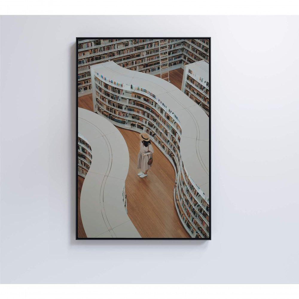 Quadro Arquitetura Biblioteca 60x90 Cm Tecido Canvas - 6