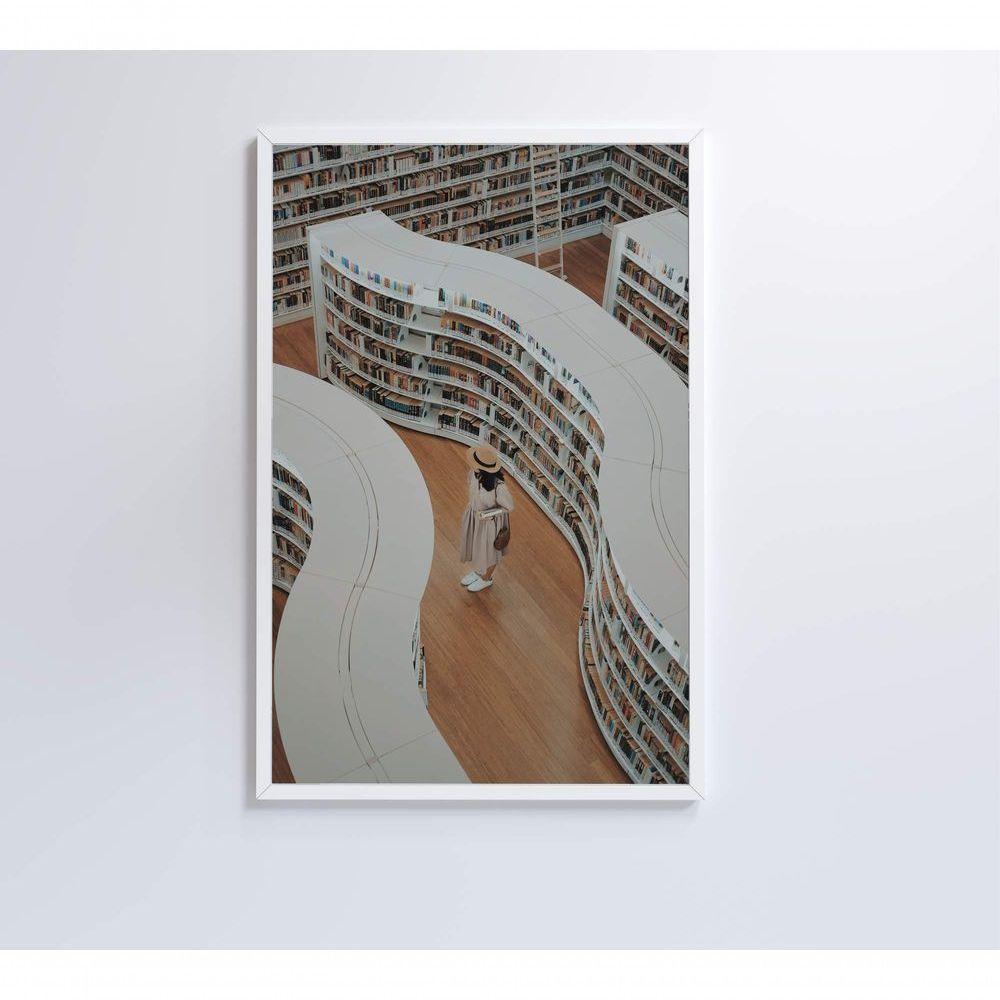 Quadro Arquitetura Biblioteca 60x90 Cm Tecido Canvas - 8