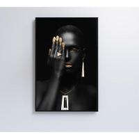 Quadro Mulher Negra Detalhe Dourado 60x90 Cm Tecido Canvas - 5