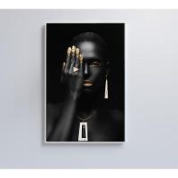 Quadro Mulher Negra Detalhe Dourado 60x90 Cm Tecido Canvas - 6