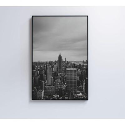 Quadro Empire State Preto E Branco 60x90 Cm Tecido Canvas