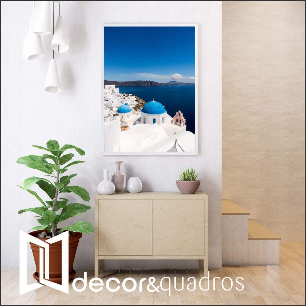 Quadro Ilha De Santorini 60x90 Cm Tecido Canvas - 1