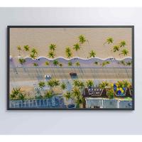 Quadro Praia Miami 90x60 Cm Tecido Canvas