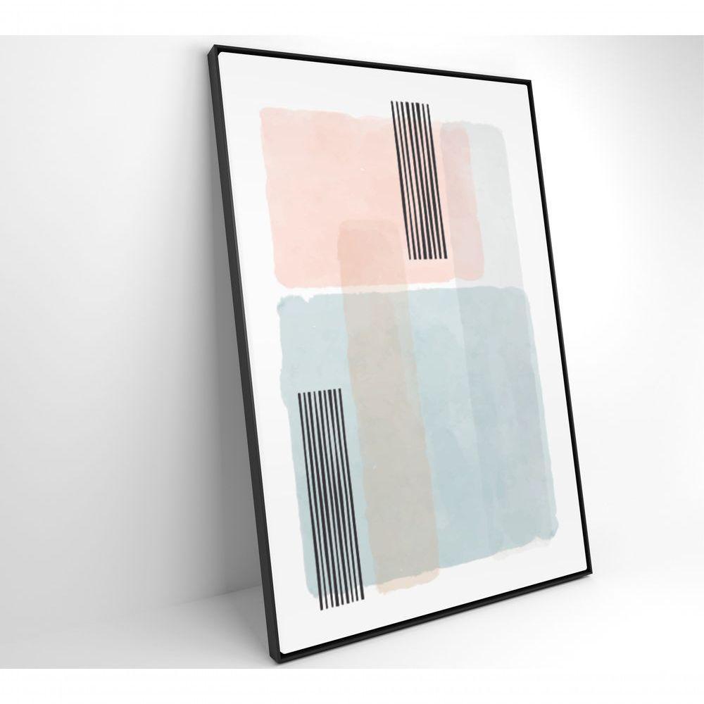 Quadro Abstrato Rosa E Azul 40x60 Cm Vidro Impresso - 5