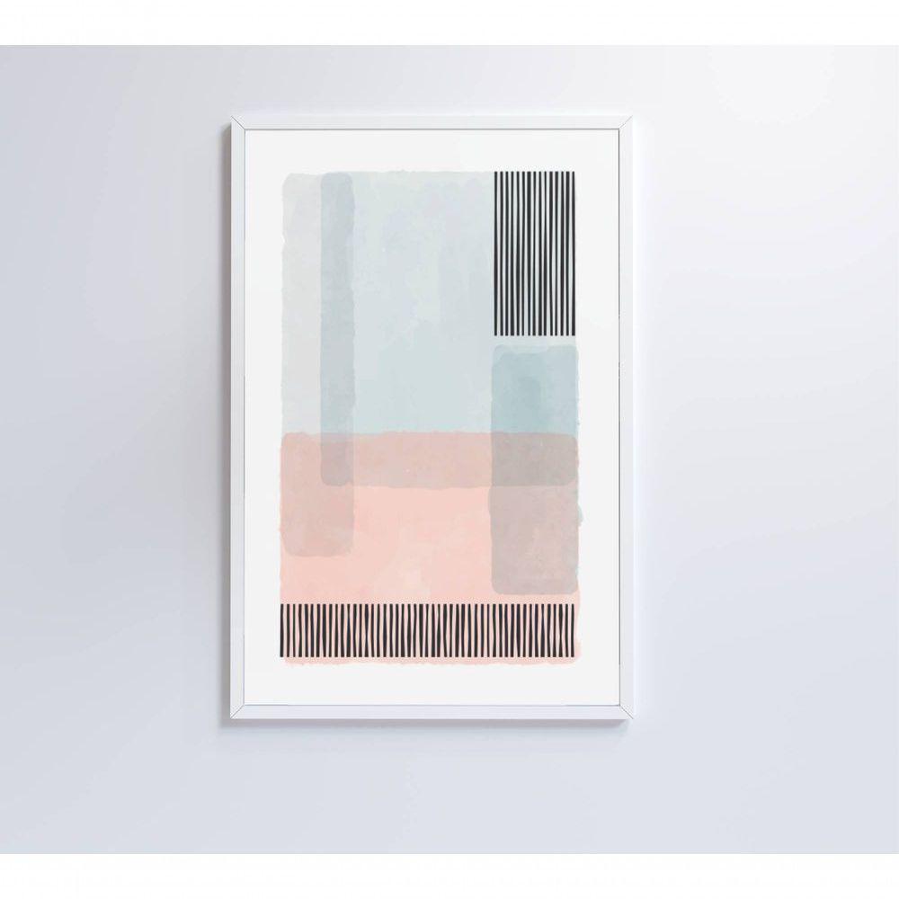 Quadro Abstrato Rosa E Azul 3 40x60 Cm Vidro Impresso - 3
