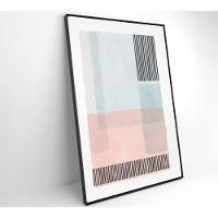 Quadro Abstrato Rosa E Azul 3 40x60 Cm Vidro Impresso - 9