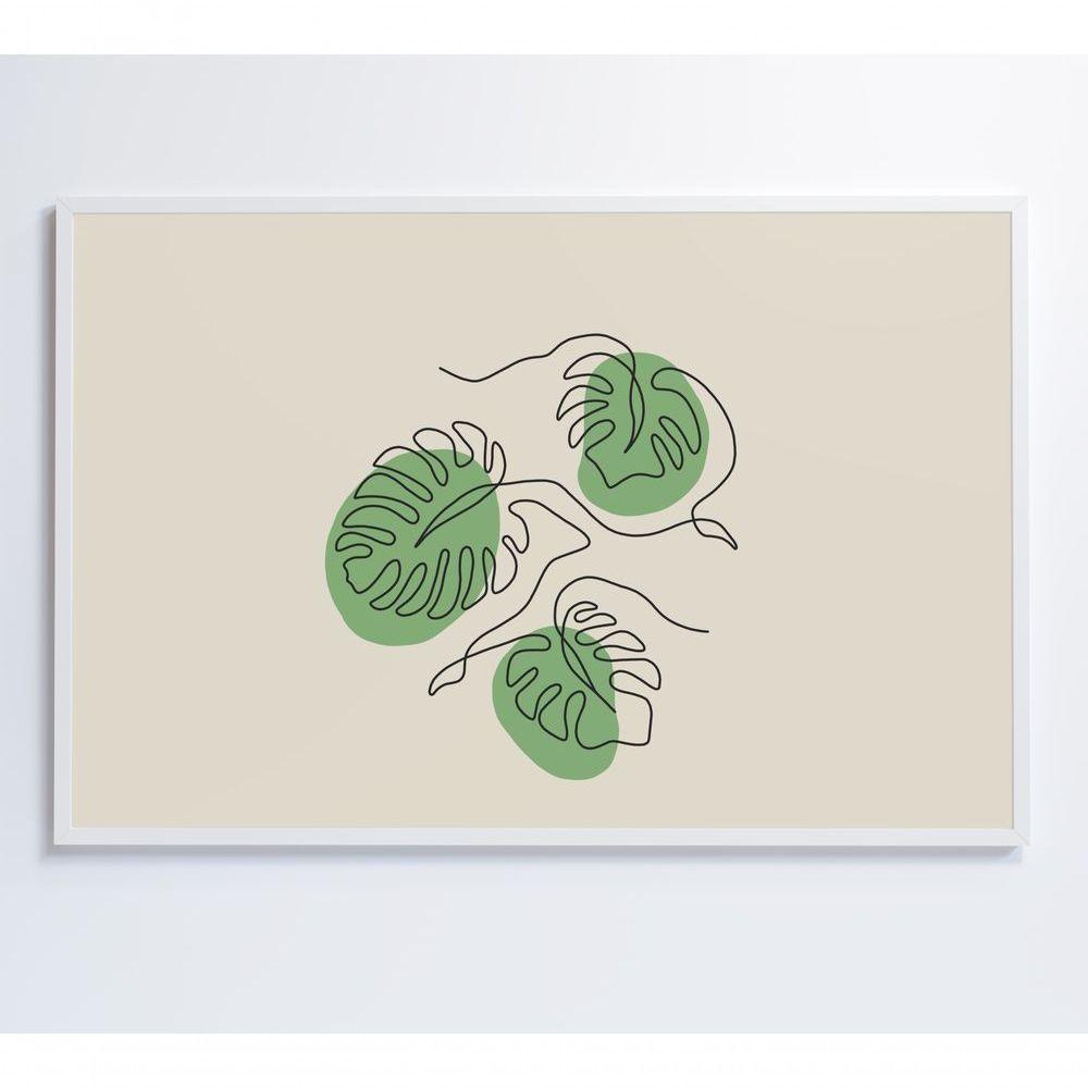 Quadro Folhas Em Linhas 120x80 Cm Tecido Canvas - 1