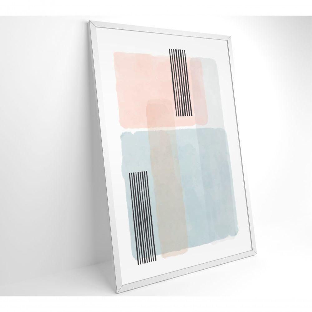 Quadro Abstrato Rosa E Azul 80x120 Cm Vidro Impresso - 10