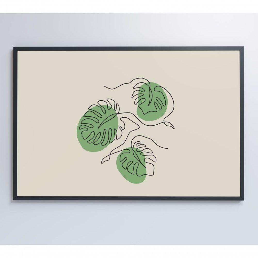 Quadro Folhas Em Linhas 60x40 Cm Tecido Canvas - 4