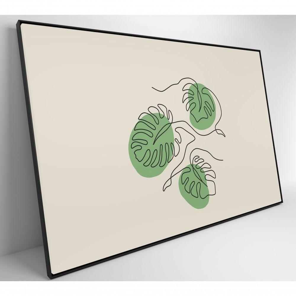 Quadro Folhas Em Linhas 60x40 Cm Tecido Canvas - 5