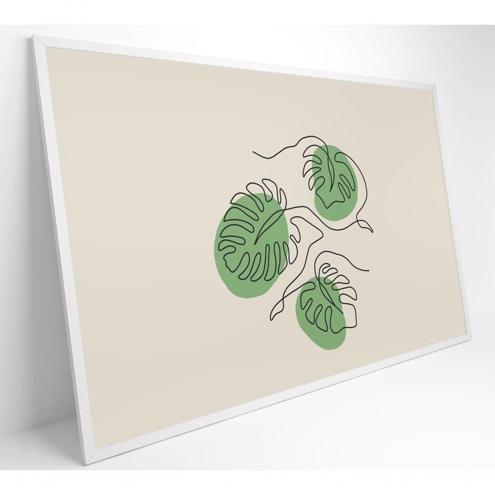 Quadro Folhas Em Linhas 60x40 Cm Tecido Canvas - 9