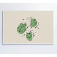 Quadro Folhas Em Linhas 60x40 Cm Tecido Canvas - 1