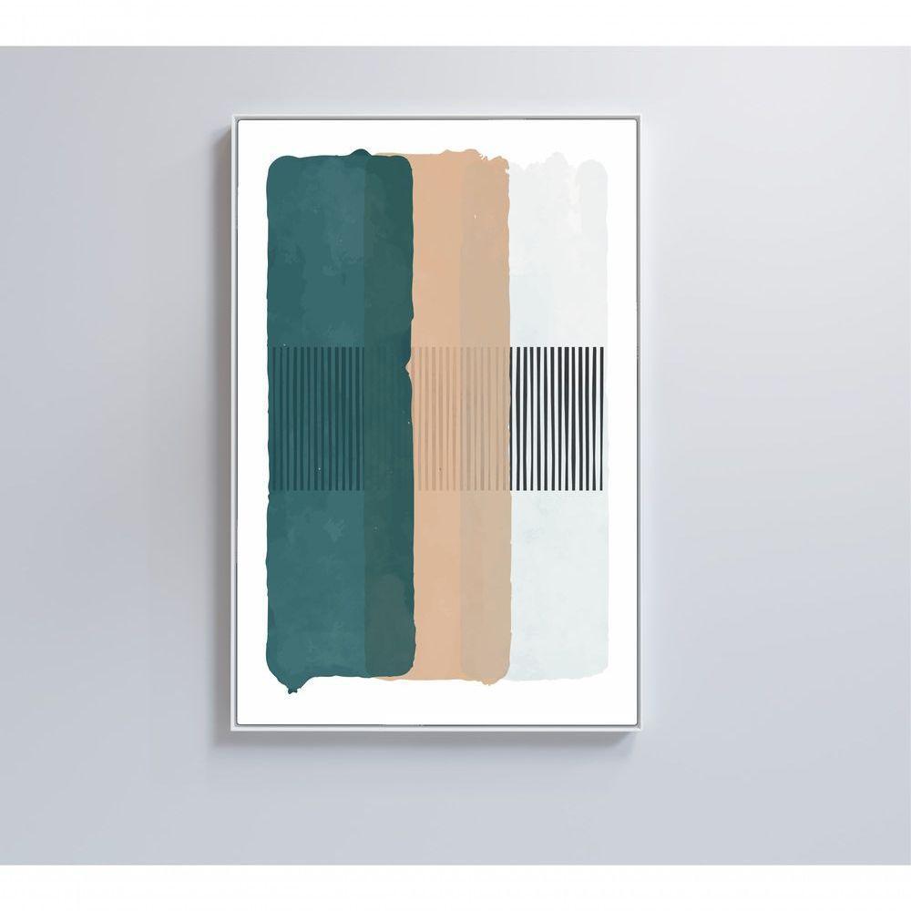 Quadro Abstrato Verde, Bege E Branco 40x60 Cm Tecido Canvas - 2