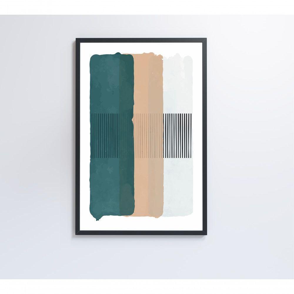 Quadro Abstrato Verde, Bege E Branco 40x60 Cm Tecido Canvas - 3