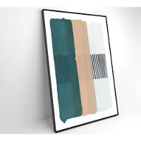 Quadro Abstrato Verde, Bege E Branco 40x60 Cm Tecido Canvas - 13