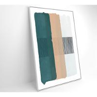 Quadro Abstrato Verde, Bege E Branco 40x60 Cm Tecido Canvas - 15